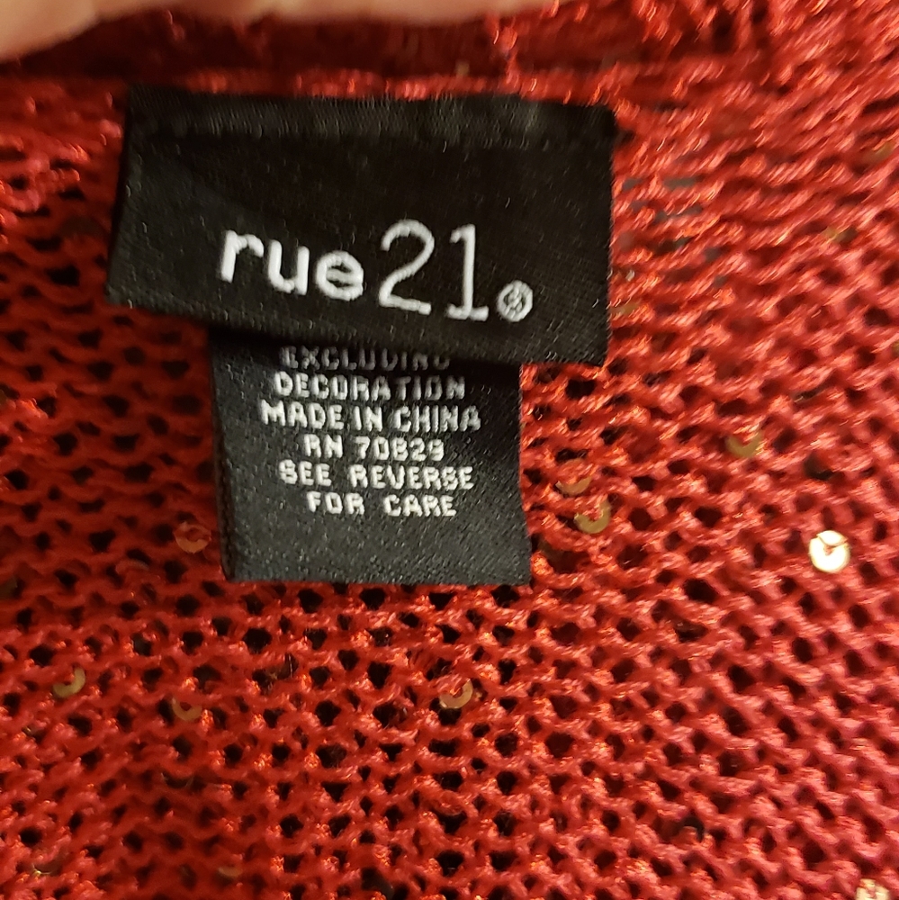 Orange glitter open sweater cardigan - Picture 5 of 10